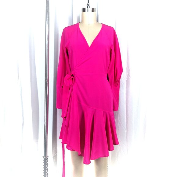 A.L.C. Women's Dress Pink Mini Enzo Silk Wrap Surplice V Neck Designer Size 0 - Picture 2 of 10